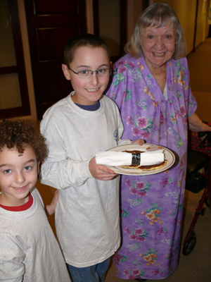 NHS kids served pancakes to elderly residents at Cedar Village.